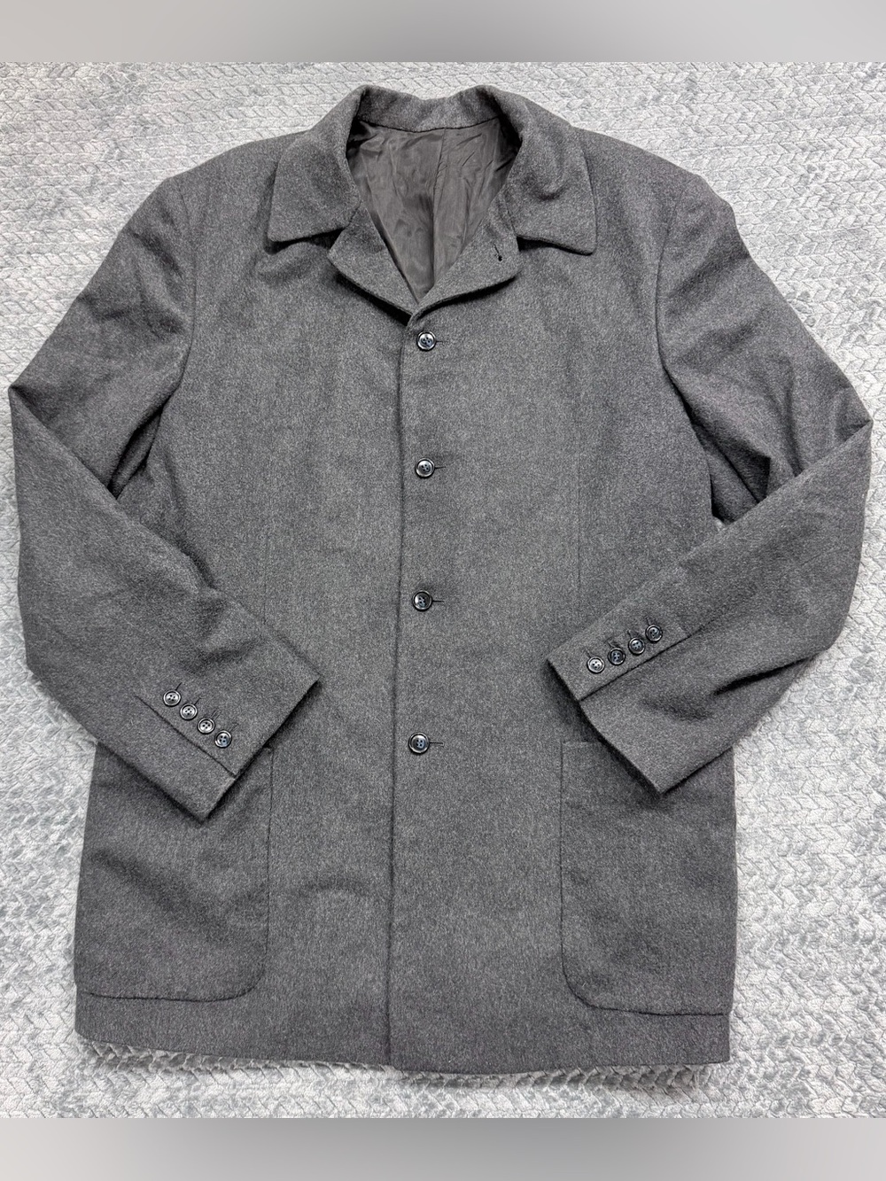 Vintage Amicale 100% Cashmere Charcoal Grey Car Coat